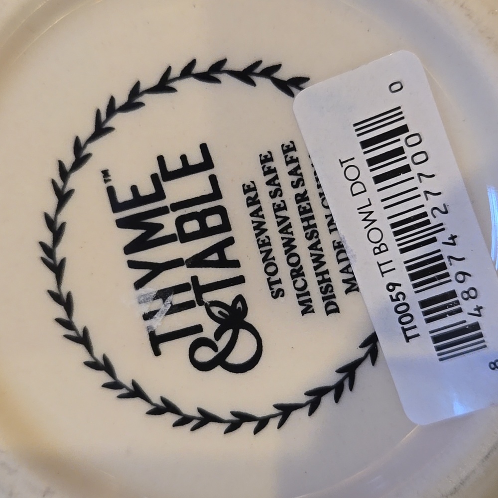 Thyme & Table Black/White Dot Stoneware Gold-Rimmed Bowl - Picture 5 of 6